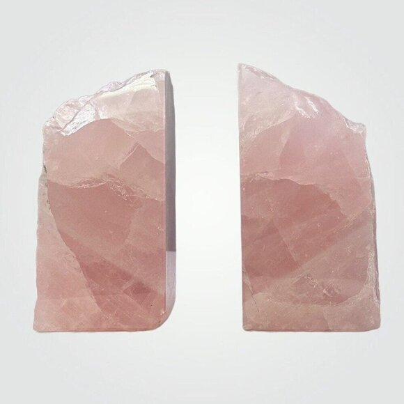 Crystal Bookends, Rose Quartz w/ Natural Characteristics & Black Tourmaline Mark - Picture 2 of 9